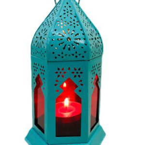 Metal Moroccan Lantern Lamp-Blue