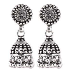 92.5 Sterling Silver Earrings Engraved Design Long Jhumkis