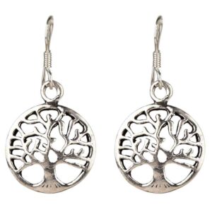 92.5 Sterling Silver Tree of Life Drop Dangle Earrings For Women Girls