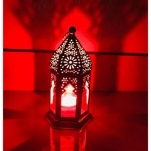 Metal Moroccan Lantern Lamp-Red - Image 2
