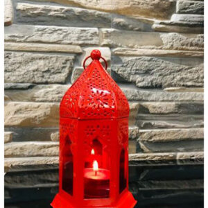 Metal Moroccan Lantern Lamp-Red