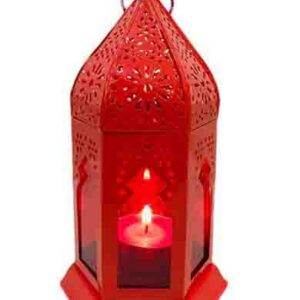 Metal Moroccan Lantern Lamp-Red