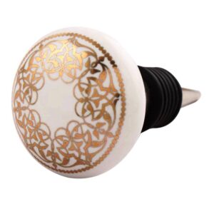 Golden Rangoli Pattern Flat Ceramic Wine Stopper