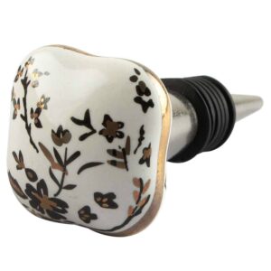 Golden Leaf Square Ceramic Wine Stopper