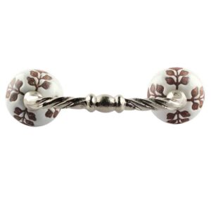 Brown Leaf Cut Flower Etched Ceramic Cut Bridge Handle Online