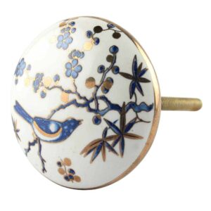 Blue Bird Golden Berry Ceramic Floral Drawer Knob Online