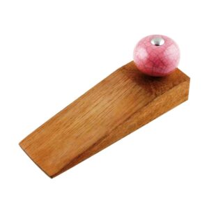 Pink Black Crackle Ceramic Wooden Door Stopper