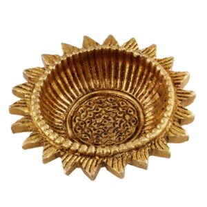 Brass Oil Lamp Round Sun Flower Shaped Deepak