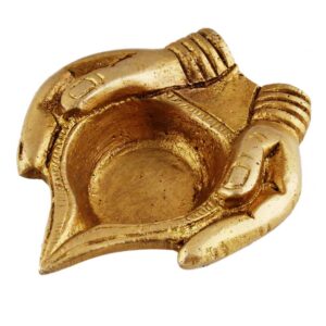 Brass Lady Hand Holding Oil Lamp Diya