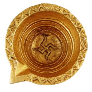 Brass Diya Oil Lamp Swastika Diwali Decoration