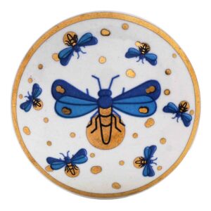 Blue Golden Firefly glowworm Pattern Flat Ceramic Dresser Knob - Image 2