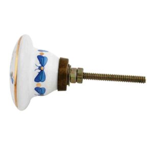 Blue Golden Firefly glowworm Pattern Flat Ceramic Dresser Knob