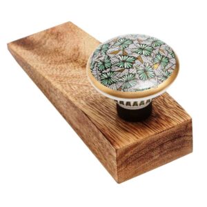 Green Butterfly Swarm Ceramic Wooden Door Stopper