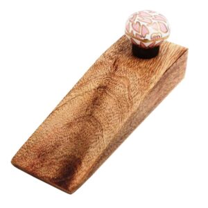 Pink Hexagon Small Ceramic Wooden Door Stopper