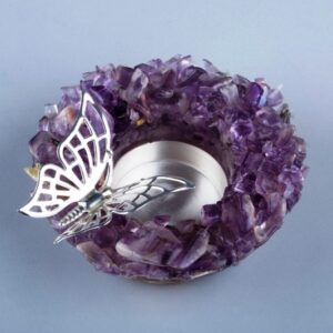 Amethyst Stone Butterfly Tee Light Holder