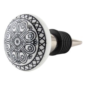 Black Wheel Flat Ceramic Wine Bottle Stopper