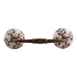 Brown Leaf Cut Flower Etched Ceramic Bridge Handle