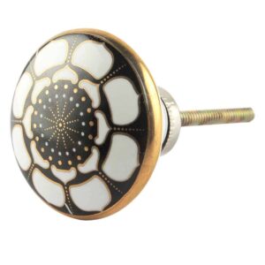 Ceramic Floral Cabinet Knob in Golden