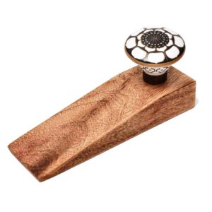 Ceramic Floral Golden Wooden Door Stopper