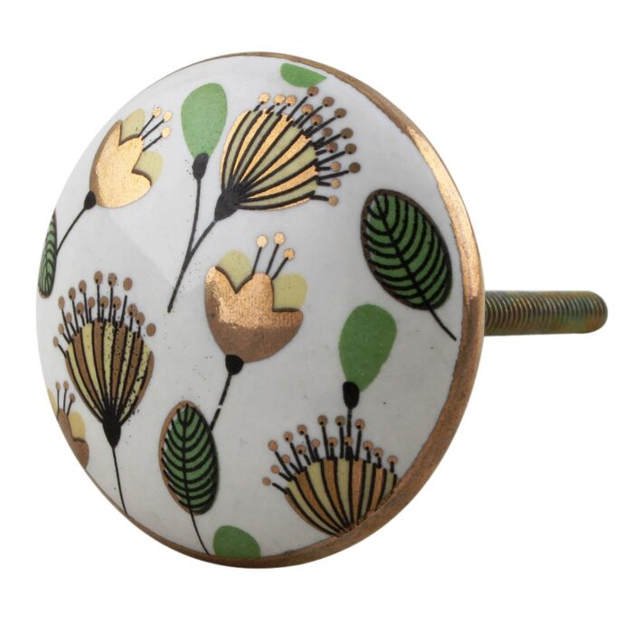 Crown Imperial Flower Golden Pattern Ceramic Cabinet Knobs Online