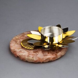 Flower Tee Light Holder on Amethyst Stone Base