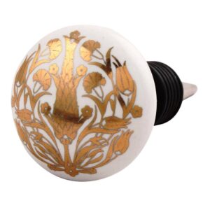 Golden Calla Lily Flower Flat Ceramic Wine Stopper