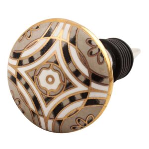 Golden Ceramic Floral Wine Stopper