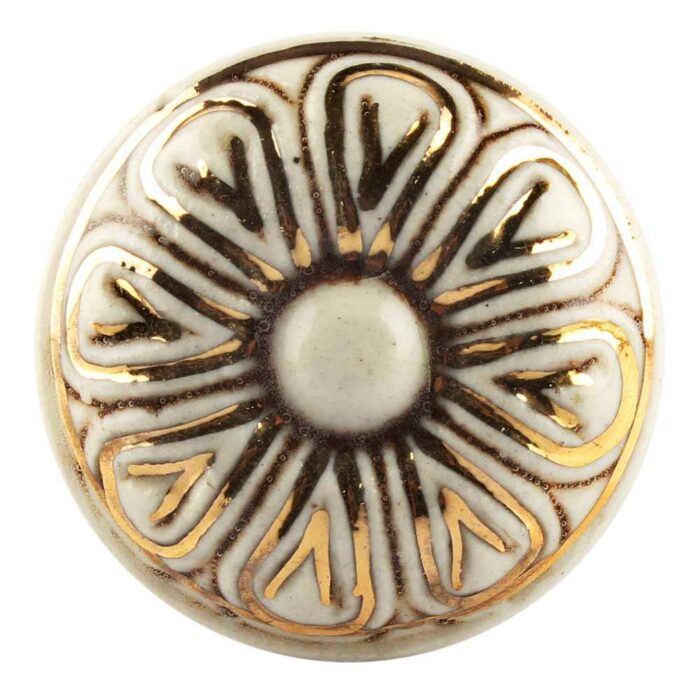 Golden Flower Ceramic Cabinet Knob Online