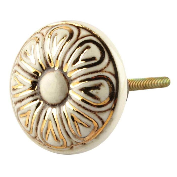 Golden Flower Ceramic Cabinet Knob Online