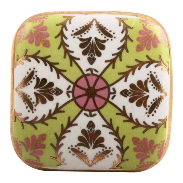 Golden Leaf Flower Square Ceramic Drawer Knob Online