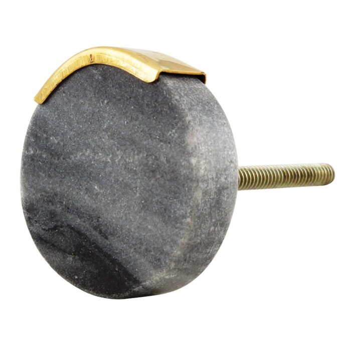 Grey Round Golden Stone Cabinet Knob