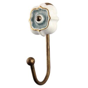 Grey Solid Gold Line Ceramic Hook In Antique Fitting
