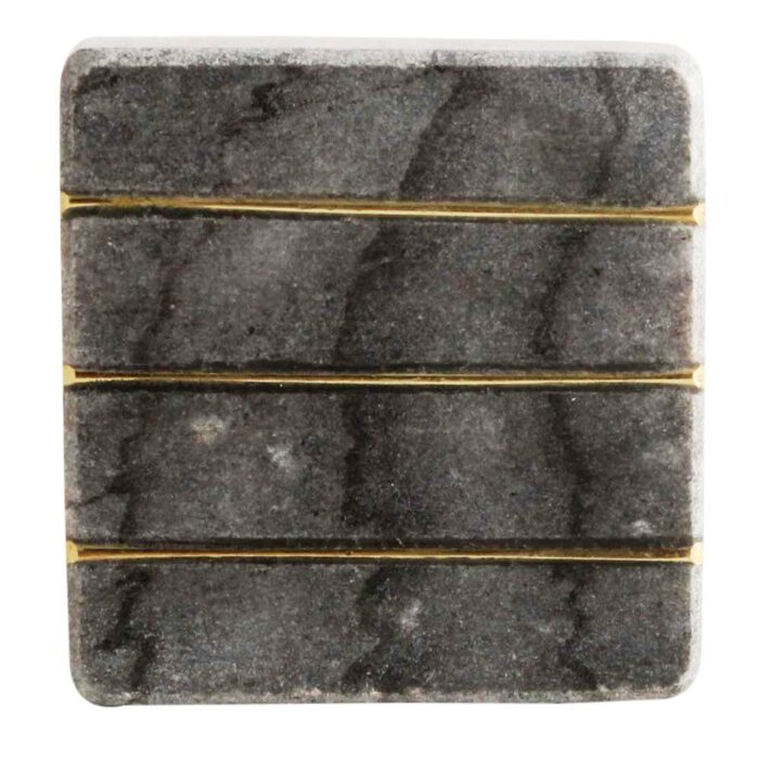 Grey Stone Square Gold Line Cabinet Knobs Online