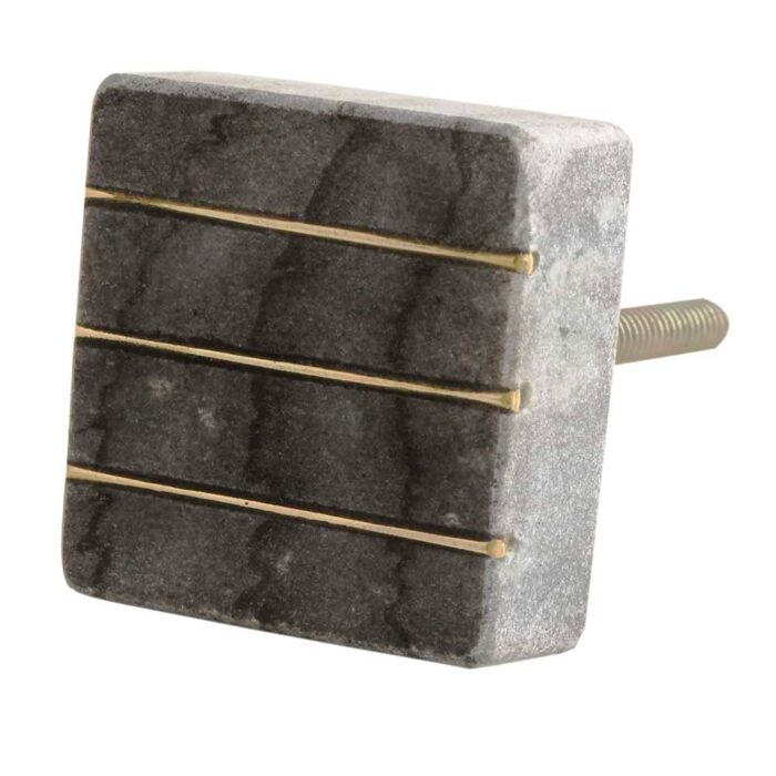 Grey Stone Square Gold Line Cabinet Knobs Online