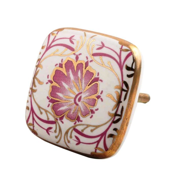 Pink Flower Square Ceramic Dresser Knob Online