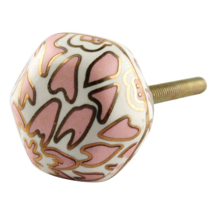 Pink Hexagon Small Ceramic Cabinet Knob