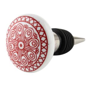 Red Wheel Flat Ceramic Wine Bottle Stopper