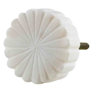Round White Stone Floral Pattern Cabinet Knobs