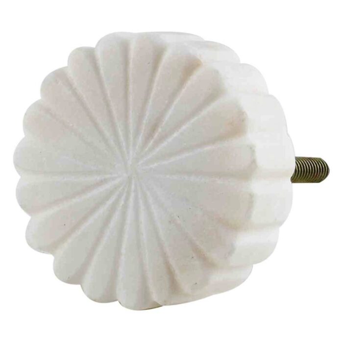 Round White Stone Floral Pattern Cabinet Knobs