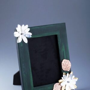 Silver Plated Flowers on Composite Malachite Photoframe