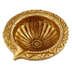 Tribal Design Round Brass Oil Lamp Diya