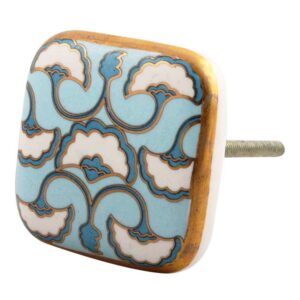urquoise Sea Shell Design Square Ceramic Cabinet Knob Online