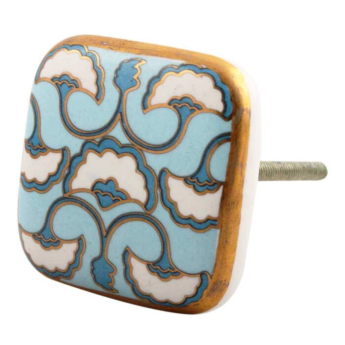 urquoise Sea Shell Design Square Ceramic Cabinet Knob Online