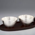 Wave Bowls on Wooden Tray