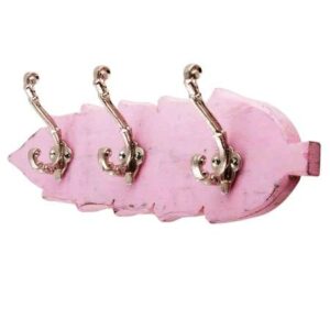 Pink And Silver Small Wall Wooden Iron Hooks. A Perfect Complement to the Soft Tone of the Wood are these White Traditional Hat & Coat Hook Made of Genuine Porcelain and Brass. It can be use to Hang Jewellery, Leashes, Towels, Scarves, Light Weight Sweaters, Caps Etc.