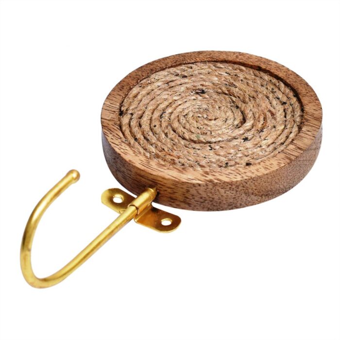 Round Jute wooden Single Wall Hook