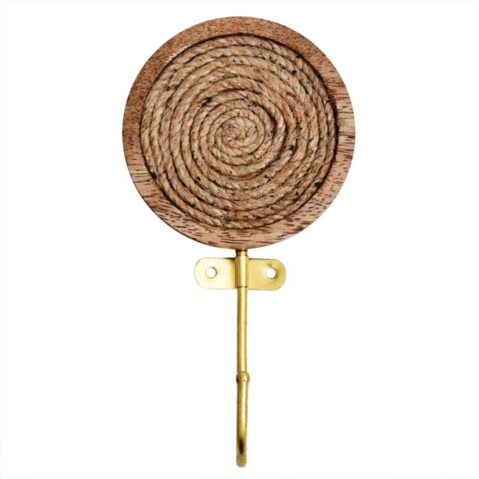 Round Jute wooden Single Wall Hook